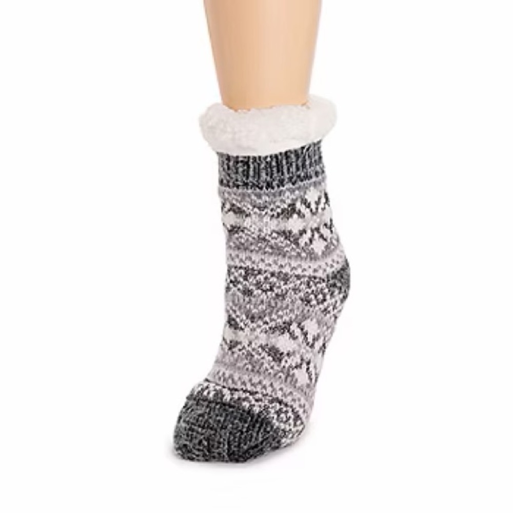 Muk Luks Chenille Mix Cabin Slipper Socks NWT